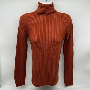 VTG 1970s DIPPY Knits Women's Long Sleeve Rust Turtleneck Ribbed Sweater-Size M